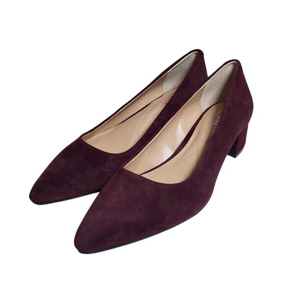 Alfani Womens Purple Suede Almond Toe Slip On Block Heels Career Shoes Size 6 M - Picture 2 of 9
